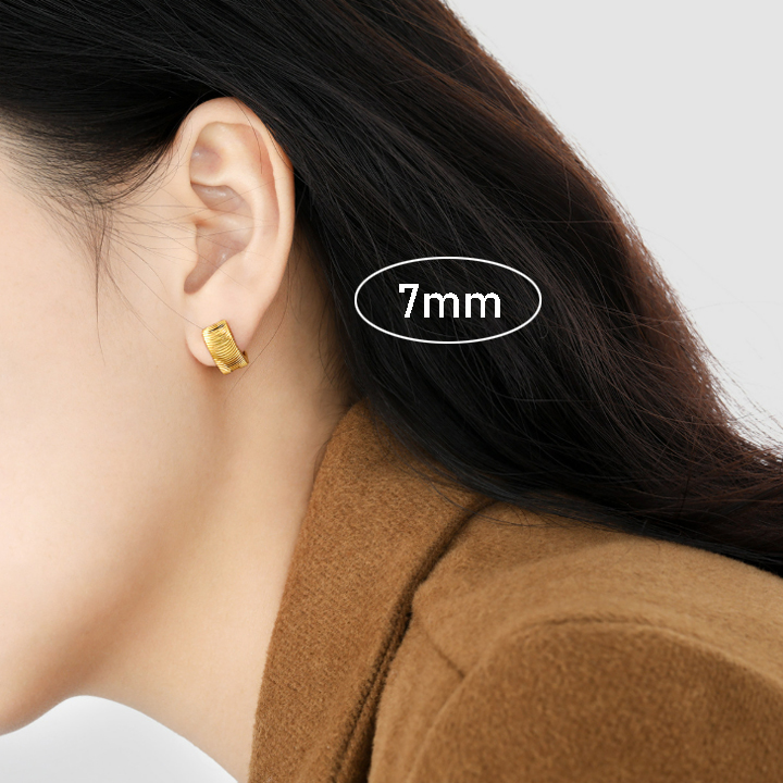 Bông tai Titan - TB005 - Khoen tròn khắc máy 7mm