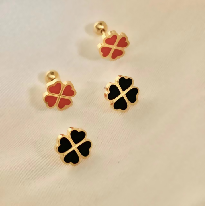 Bông tai Titan - TB276 - nữ - cỏ 4 lá may mắn