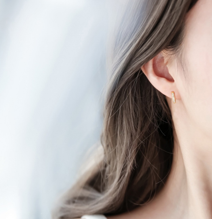 Bông tai Titan - TB127 - khoen tròn đính đá tinh xảo