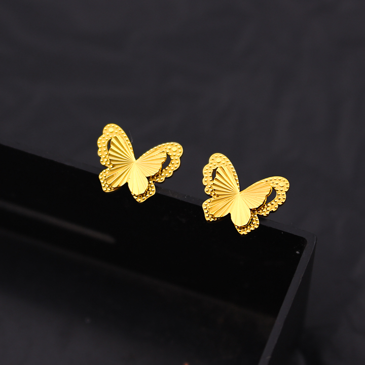 Bông tai Titan - TB236 - hồ điệp khắc máy cánh 2 tầng