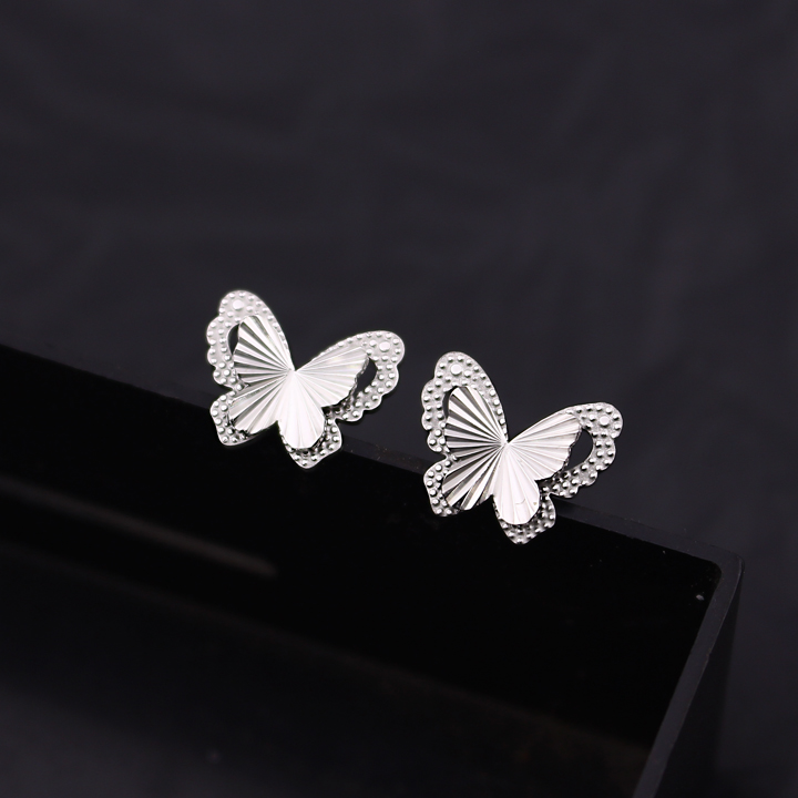 Bông tai Titan - TB236 - hồ điệp khắc máy cánh 2 tầng