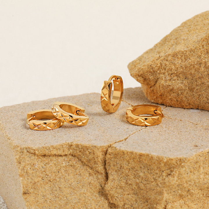 Bông tai Titan - TB251 - khoen tròn dày 3ly quả trám