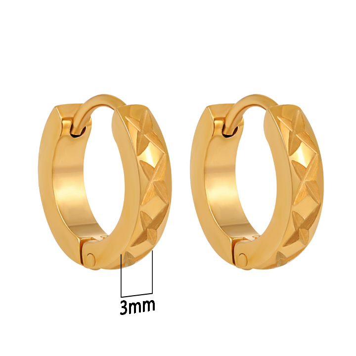 Bông tai Titan - TB251 - khoen tròn dày 3ly quả trám