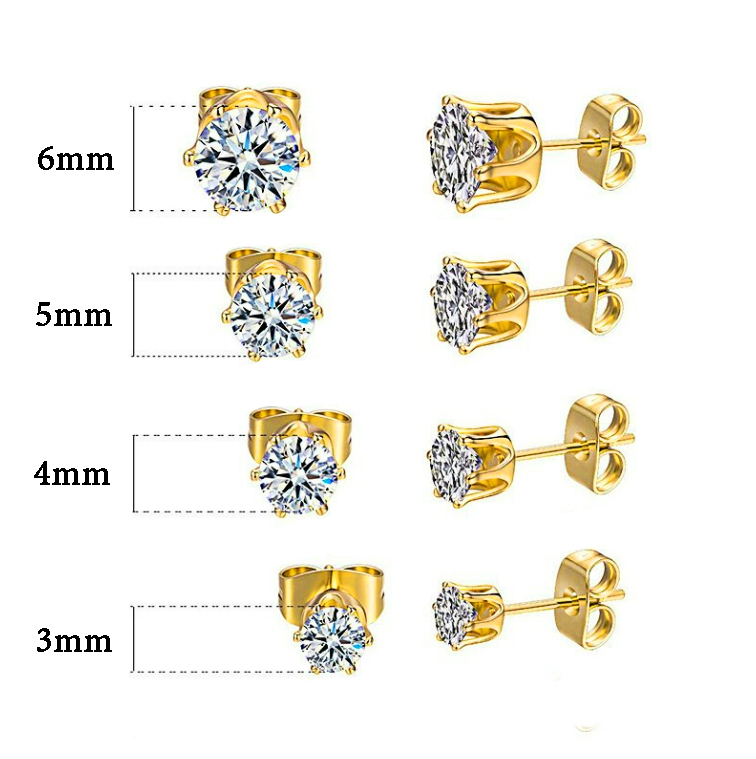 Bông tai Titan - TB253 - 1 hột đá kim cương tròn