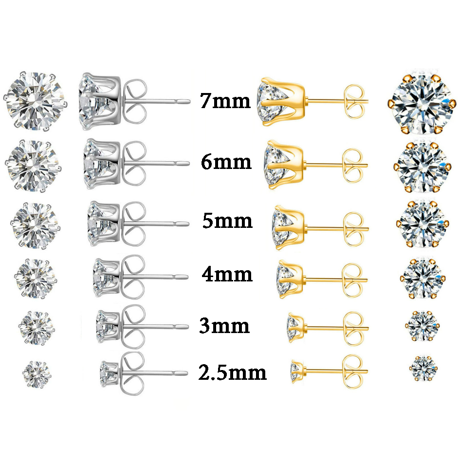 Bông tai Titan - TB254 - 1 hột đá kim cương tròn