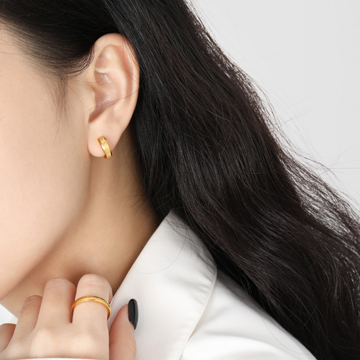 Bông tai Titan - TB273 - Khoen tròn phun cát nhám