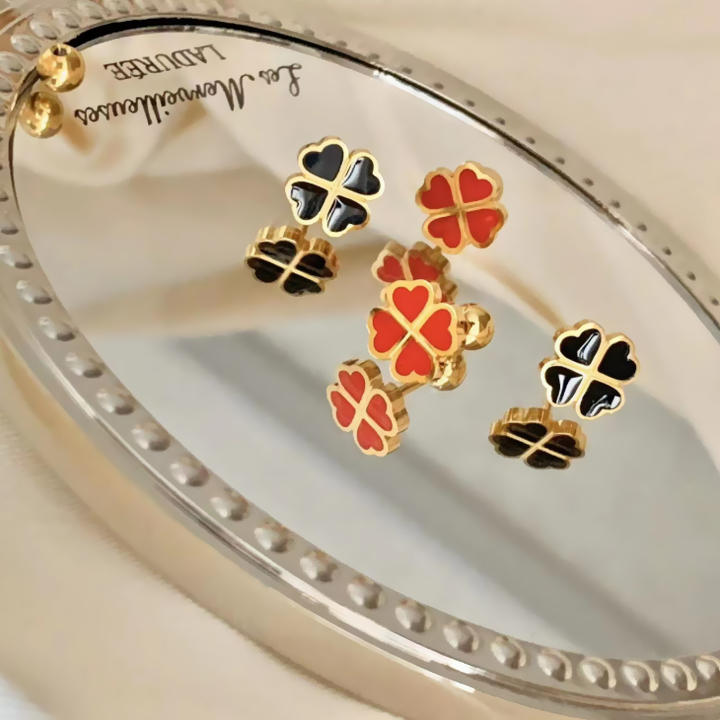 Bông tai Titan - TB276 - nữ - cỏ 4 lá may mắn