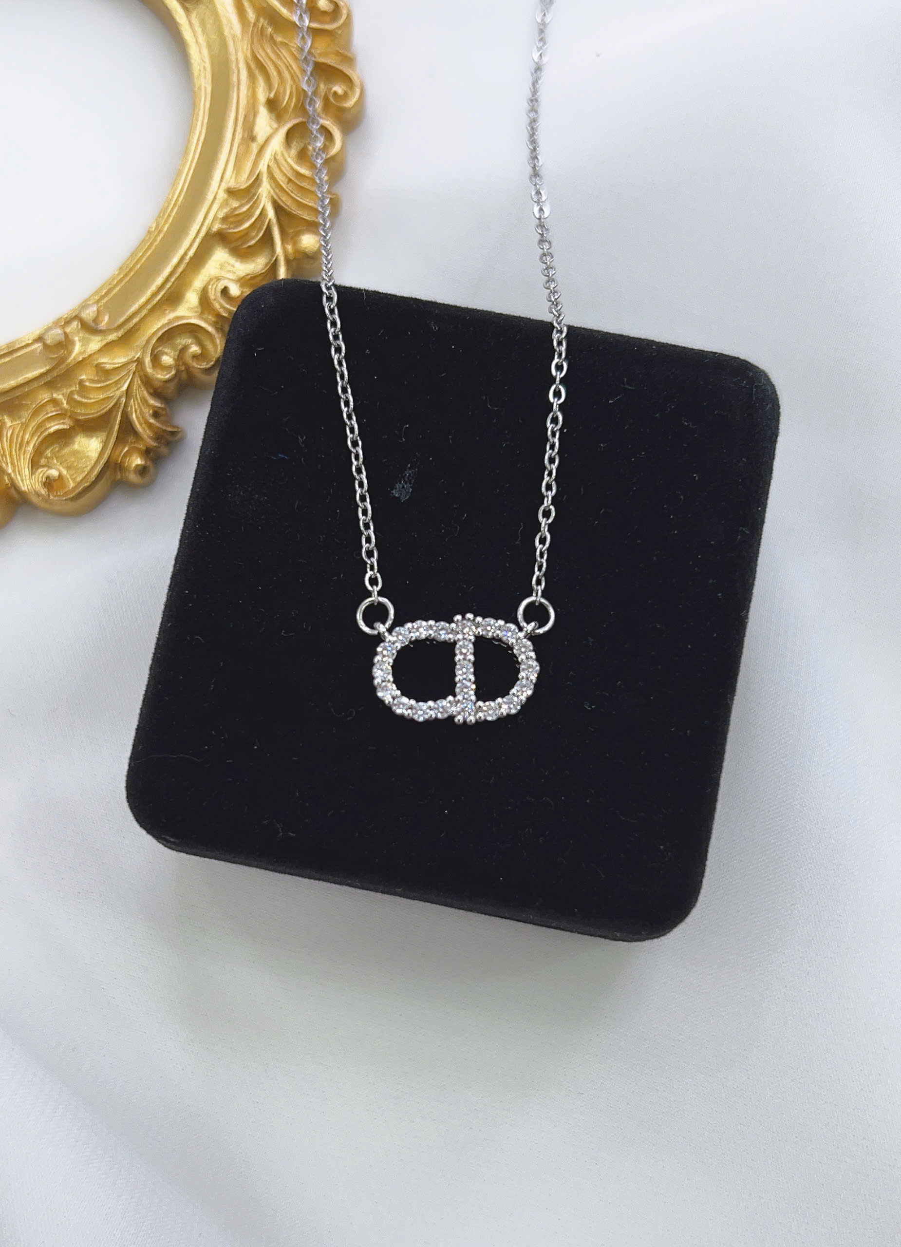 Dây chuyền Titan - TM041 - mặt CD đính full kim