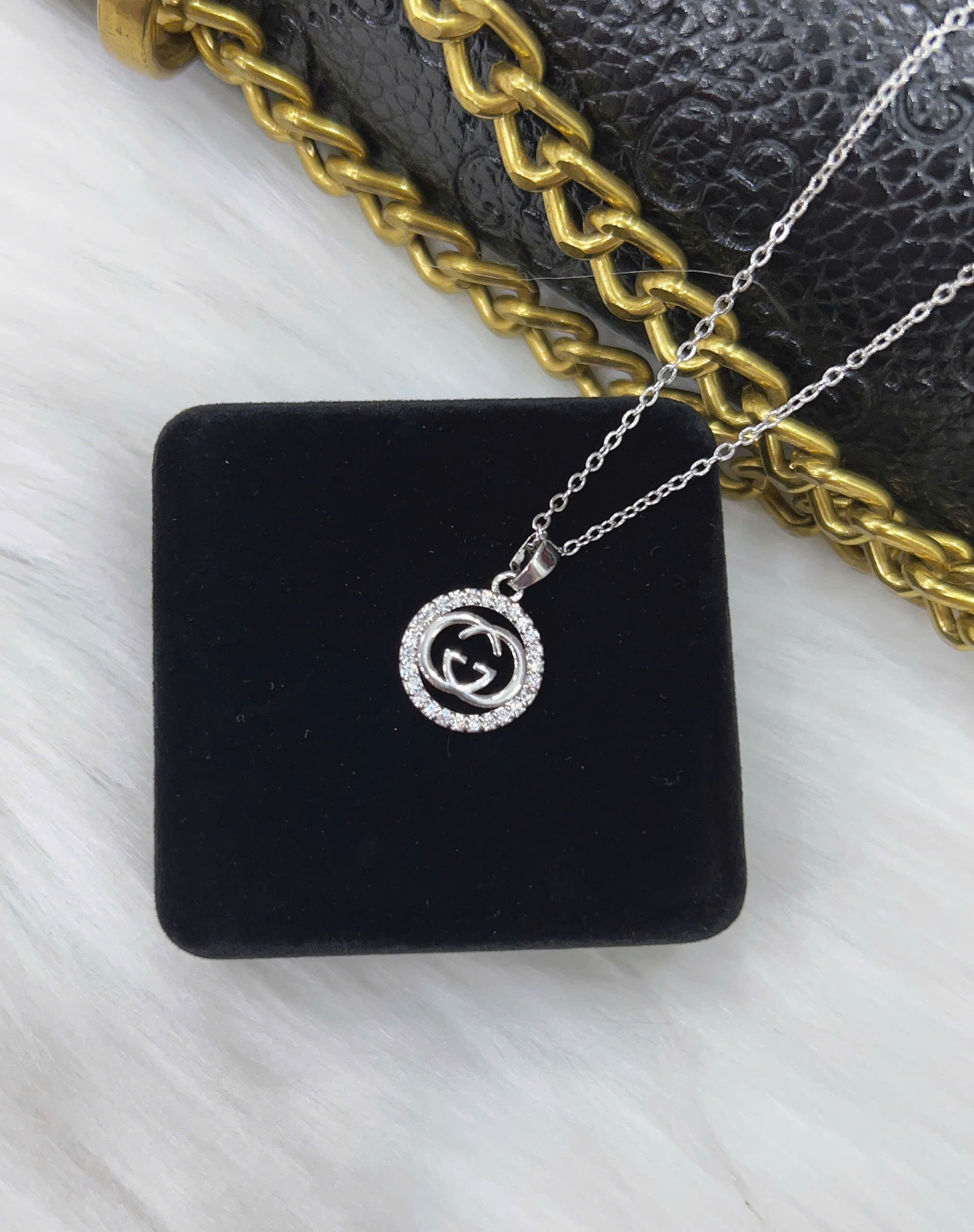 Dây chuyền Titan - TM045 - mặt dây CG đính đá