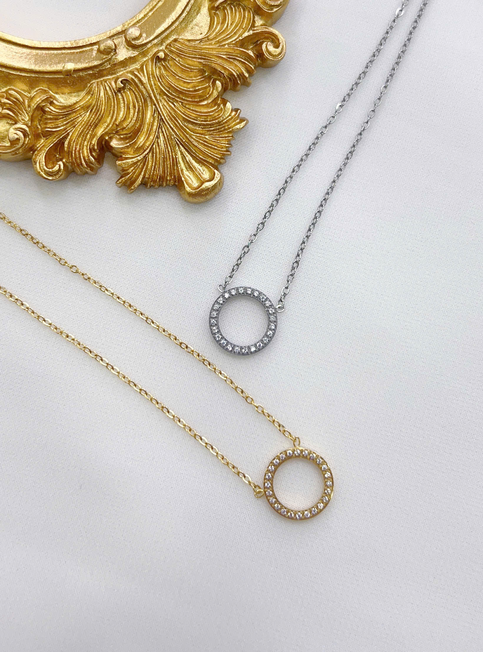 Dây chuyền Titan - TN436 - Vòng tròn đính kim