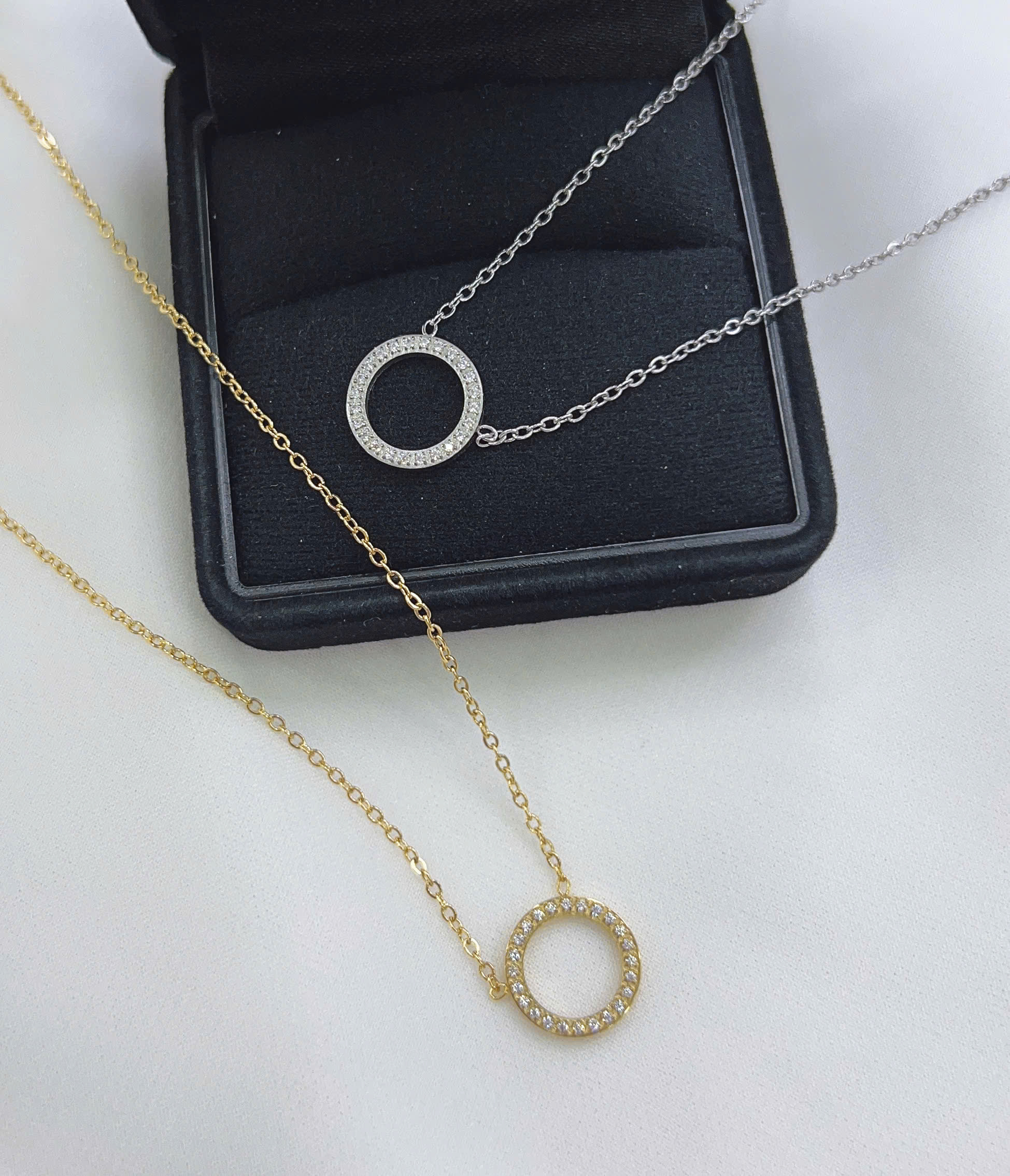 Dây chuyền Titan - TN436 - Vòng tròn đính kim