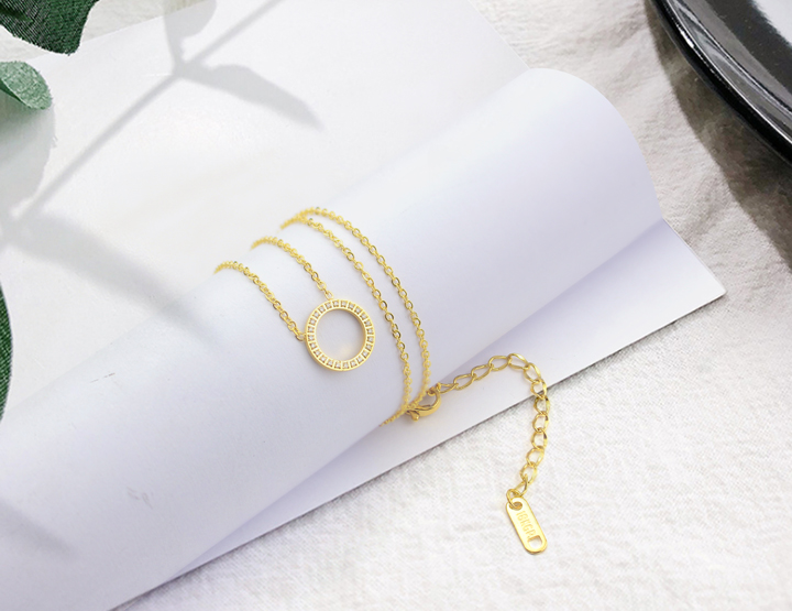 Dây chuyền Titan - TN436 - Vòng tròn đính kim