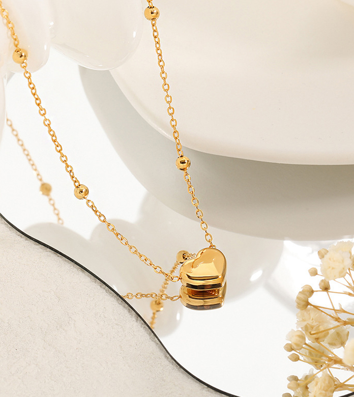 Dây chuyền Titan - TN646 - trái tim dây bi cách điệu