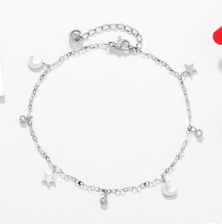 Lắc chân Titan - TA638 - trăng sao cách điệu màu vàng