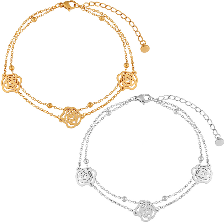 Lắc chân Titan - TA676 - 2 tầng hoa hồng