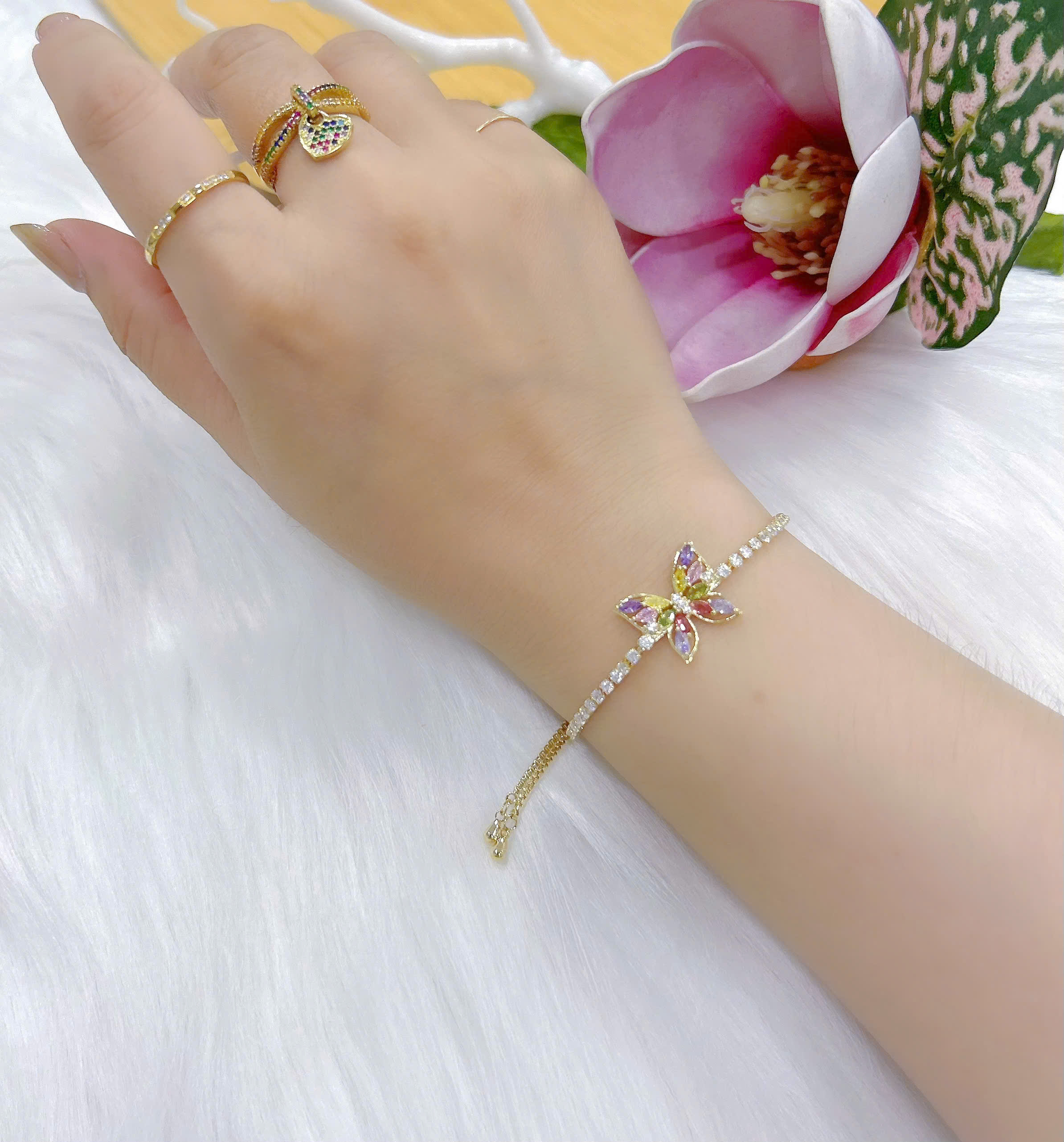 Lắc tay Bạc - TM019 - Bướm đính đá