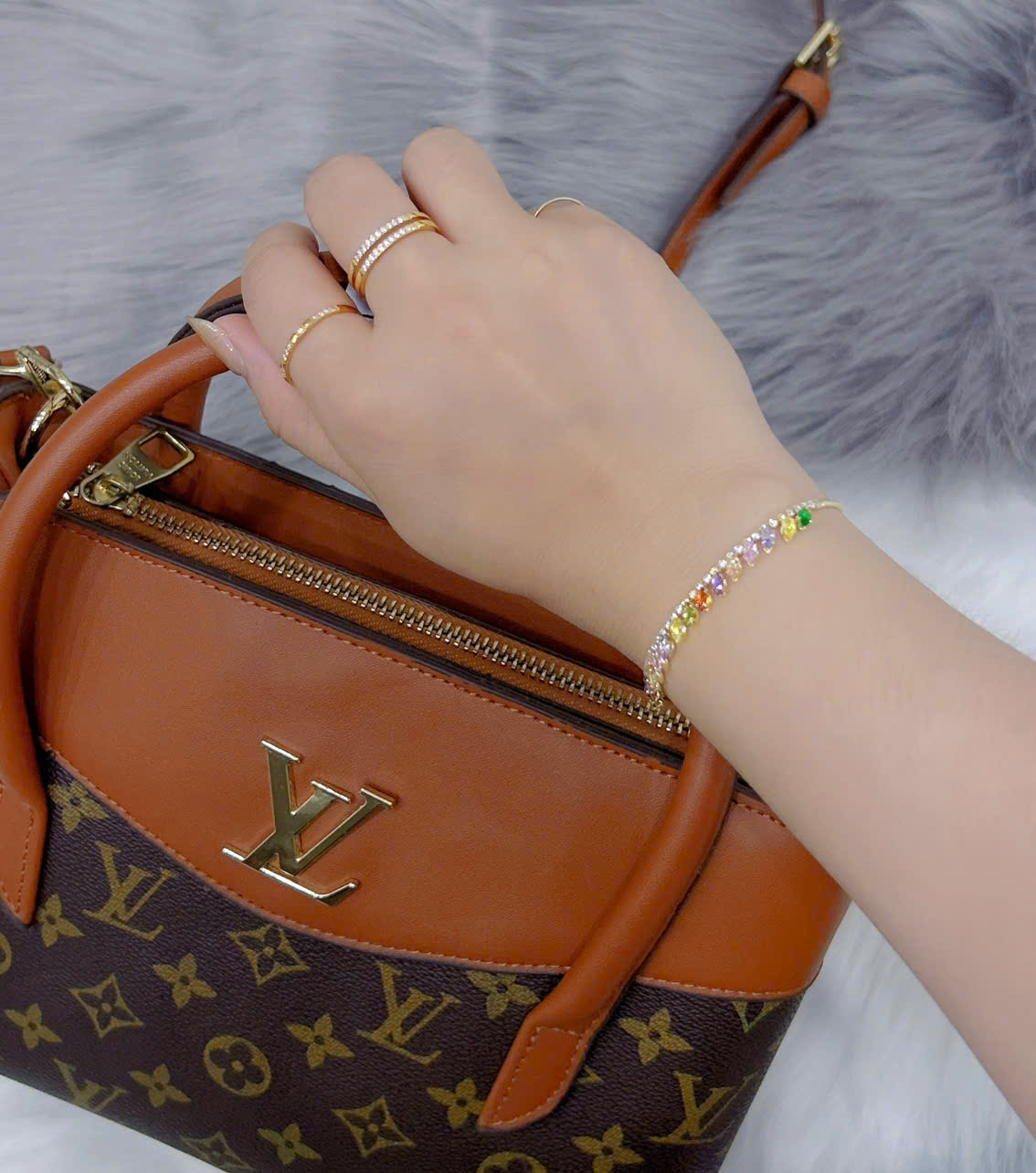 Lắc tay Bạc - TM023 - Đính đá đa sắc