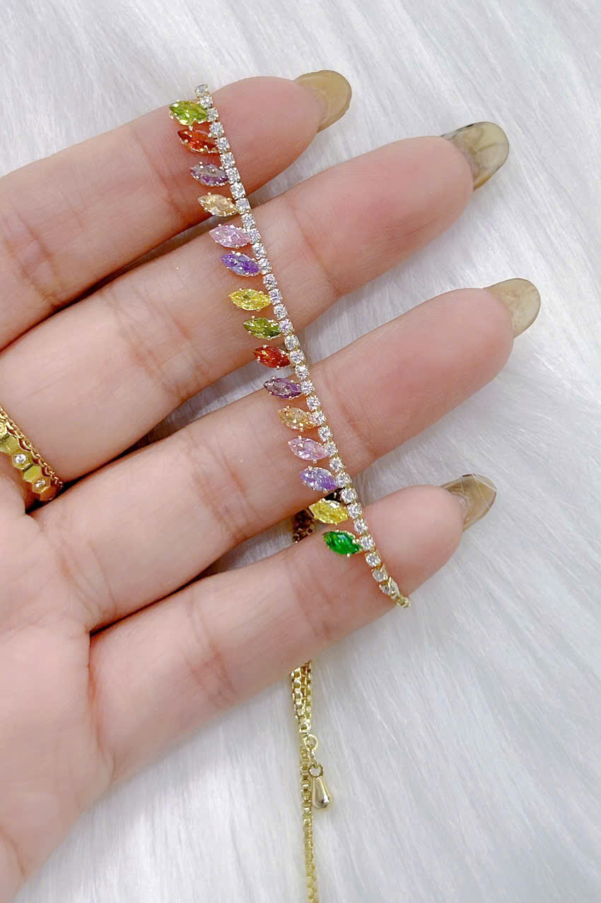 Lắc tay Bạc - TM023 - Đính đá đa sắc