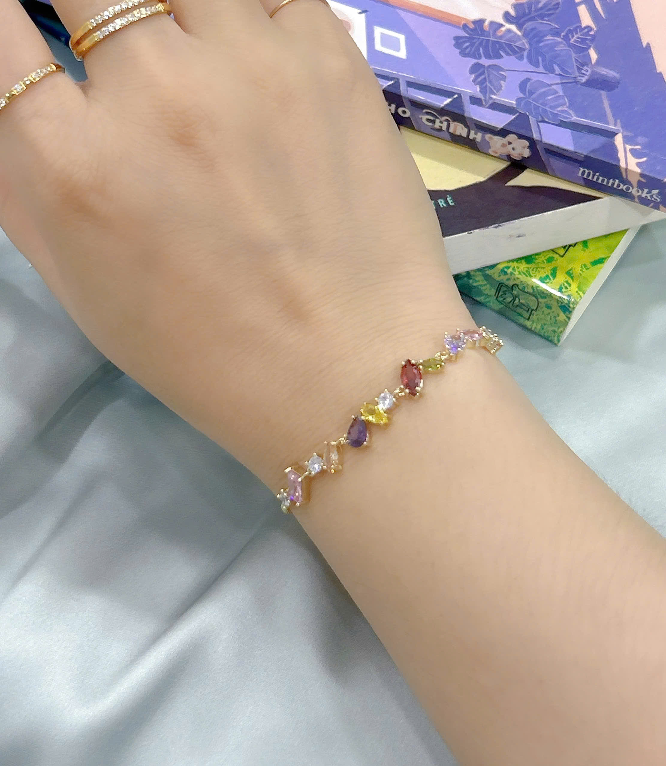 Lắc tay Bạc - TM022 - Đính đá đa sắc