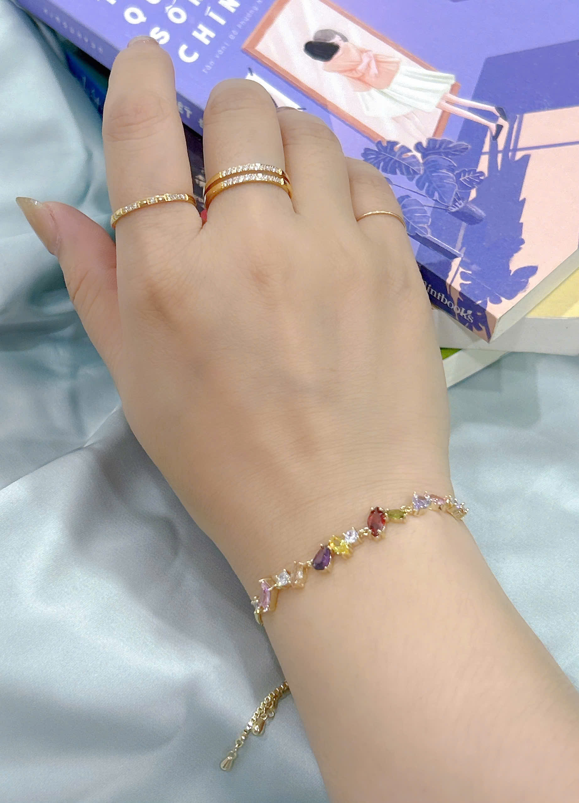 Lắc tay Bạc - TM022 - Đính đá đa sắc