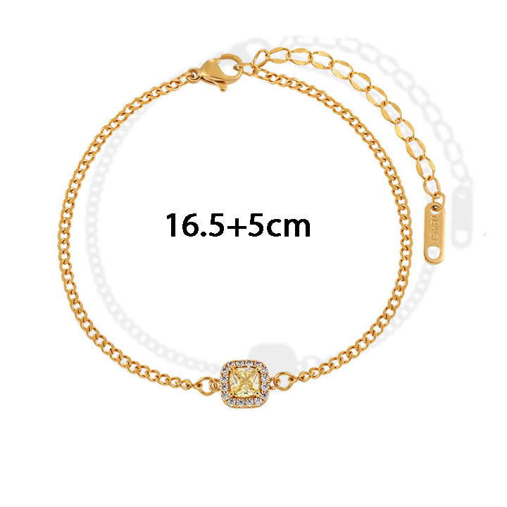 Lắc tay Titan - TA152 - mặt đá Zircon vuông màu vàng