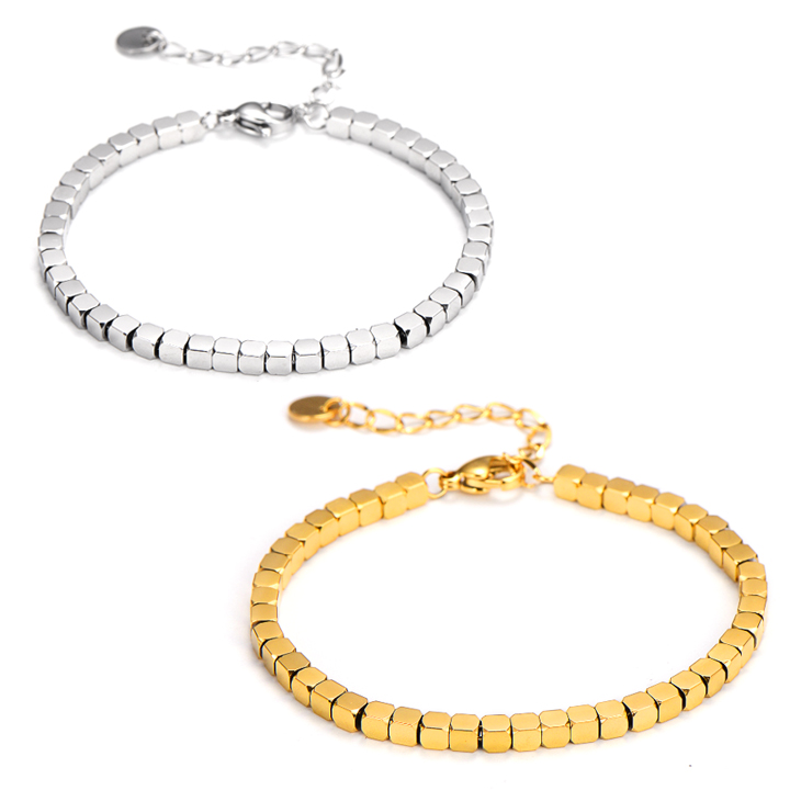 Lắc tay Titan - TA196 - chuỗi bi hạt khối hình vuông