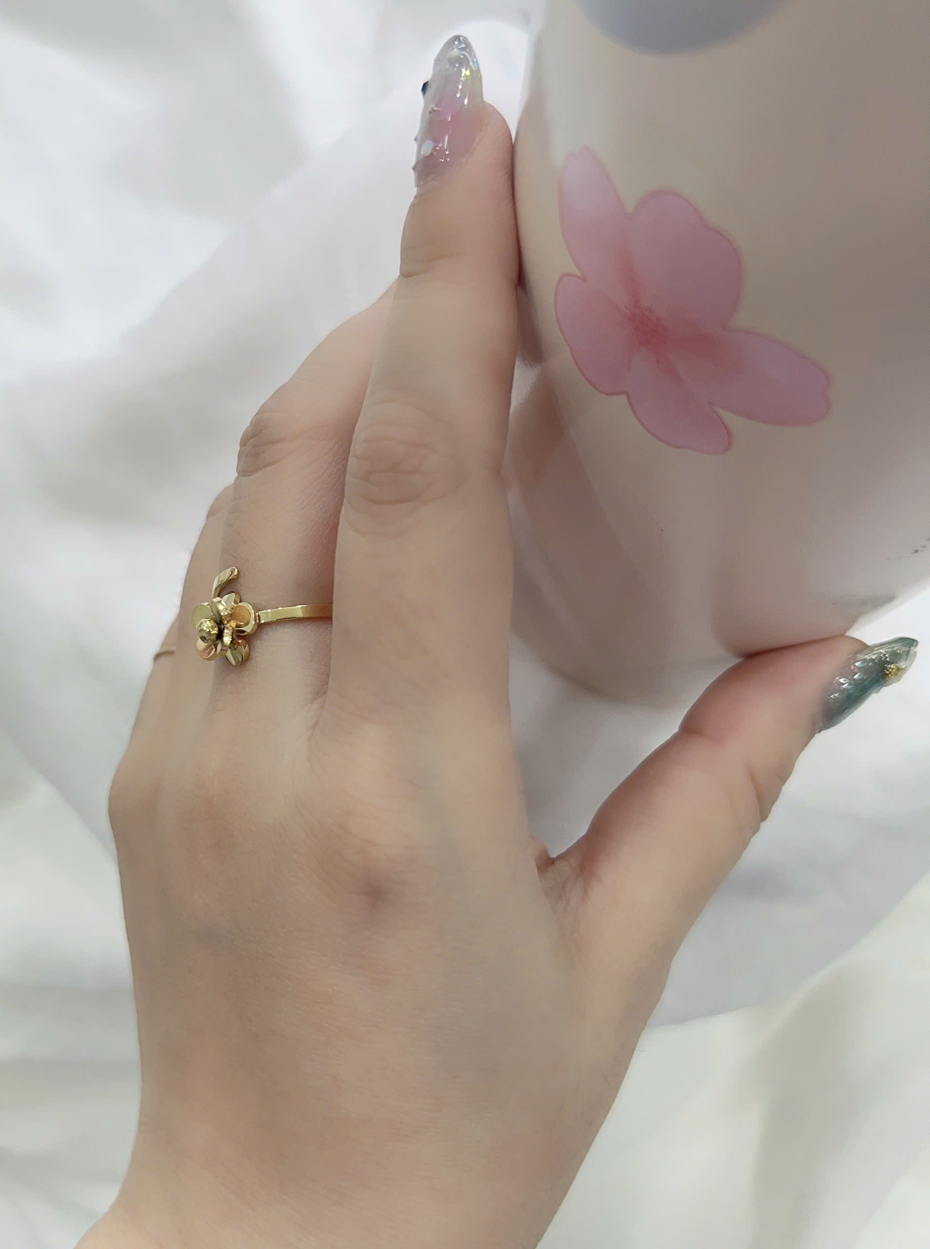 Nhẫn Titan - TC004 - Nhẫn Titan hoa hồng freesize