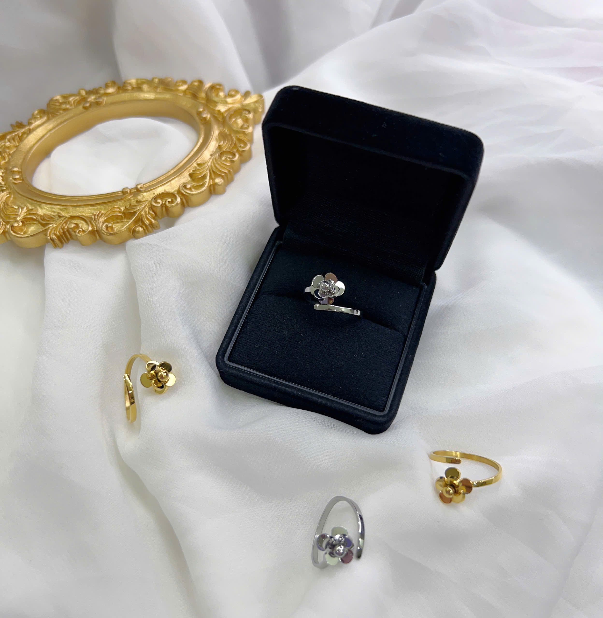 Nhẫn Titan - TC004 - Nhẫn Titan hoa hồng freesize