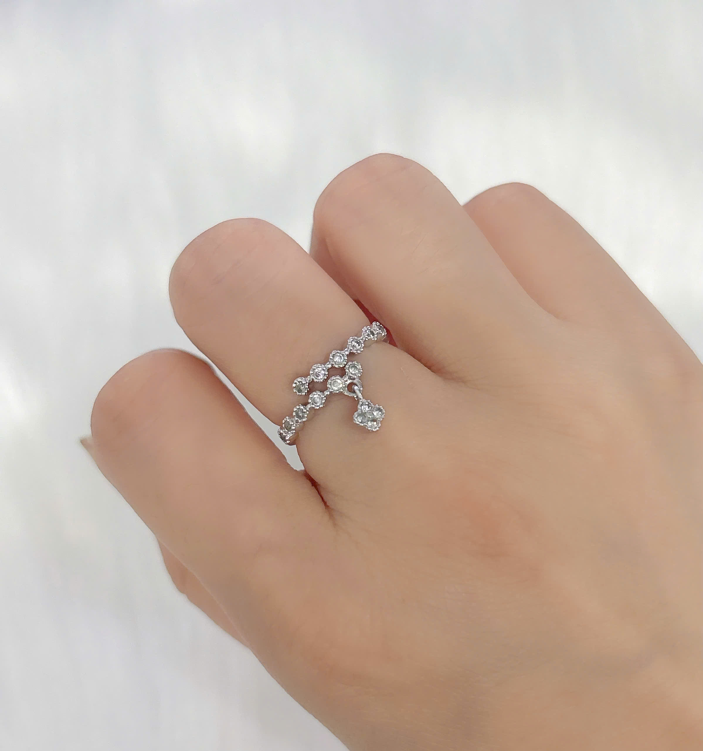 Nhẫn Titan - TM013 - Cỏ 4 lá đính kim freesize