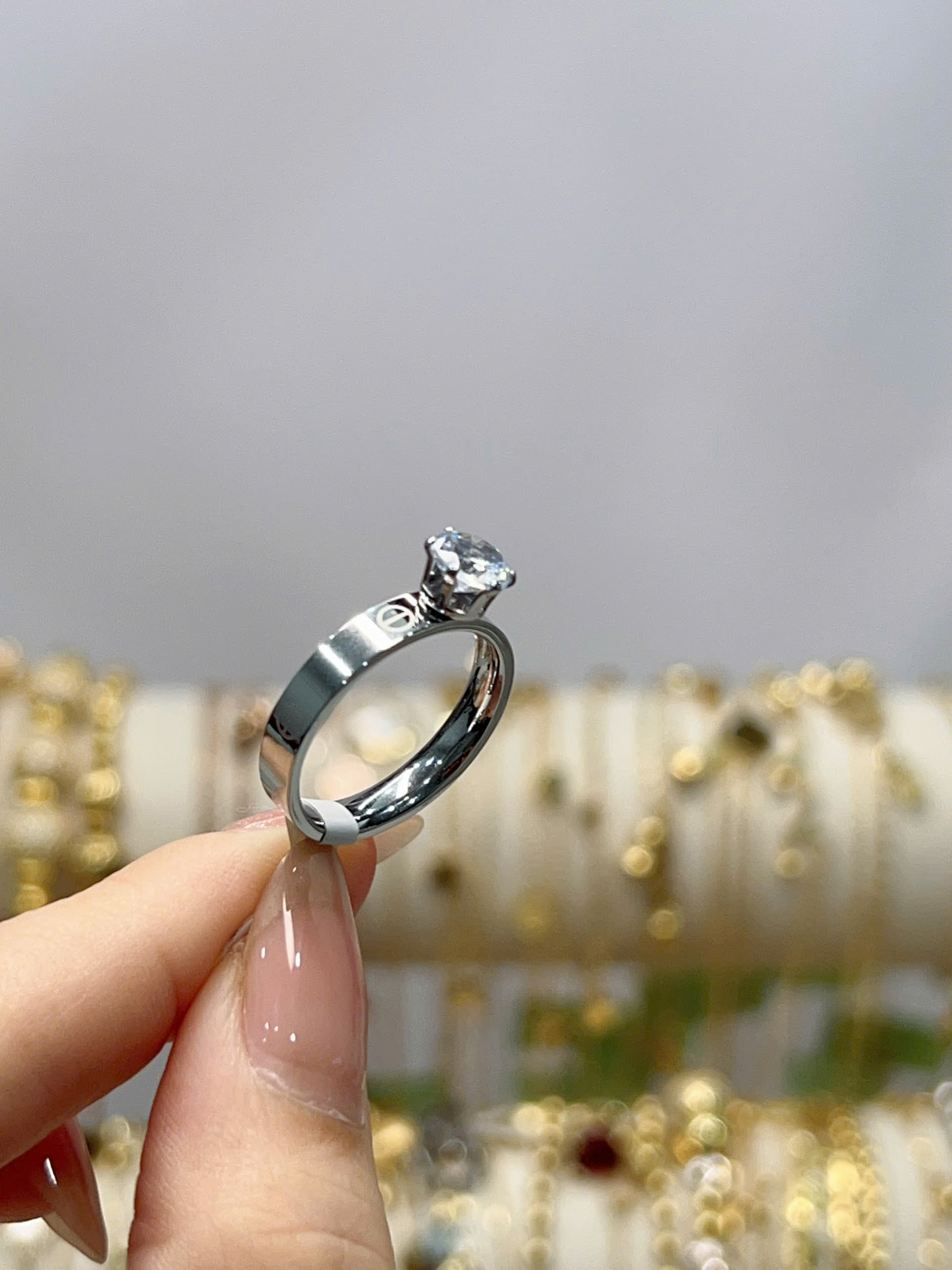 Nhẫn Titan - TC079 - Set 2 nhẫn thời trang Cartier hột cao (có tách lẻ)