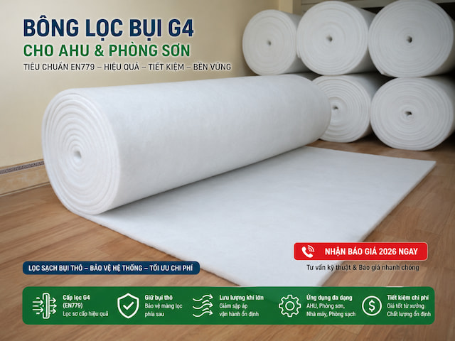 Bông Lọc Bụi G4 Cho AHU & Phòng Sơn Giá Rẻ | Báo Giá 2026