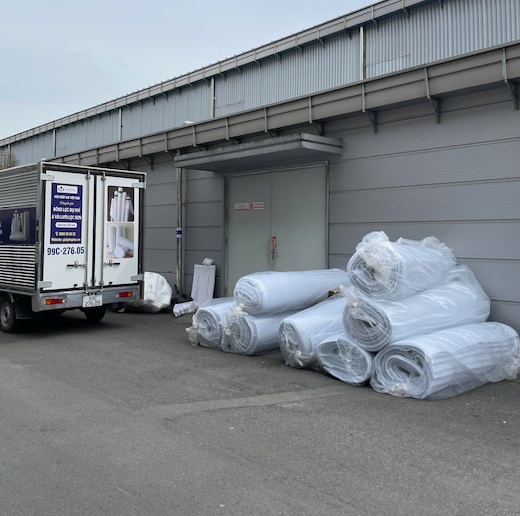 Bông lọc bụi được cắt sẵn kích thước 2m*2m2 tại nhà máy