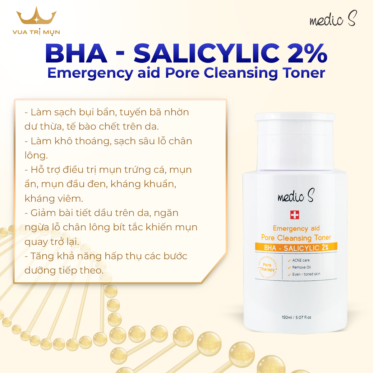 BHA SALICYLIC ACID 2% ACNE TREATMENT MEDICS 150ml - Giải Pháp Trị Mụn Hiệu Quả