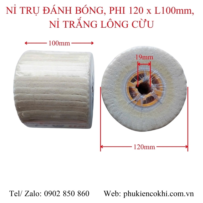 Nỉ trụ đánh bóng, phi 120 x L100mm