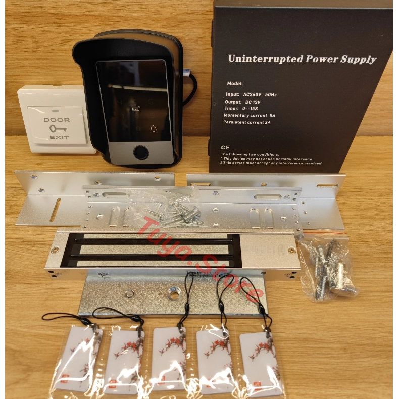 Bộ cửa từ thông minh mở khoá bằng app, thẻ từ, vân tay, passcode ( bộ từ hít 280kg + acecss control ttlock + bát Z + hộp che mưa + nguồn ups 12v 7A + nút EXIT)