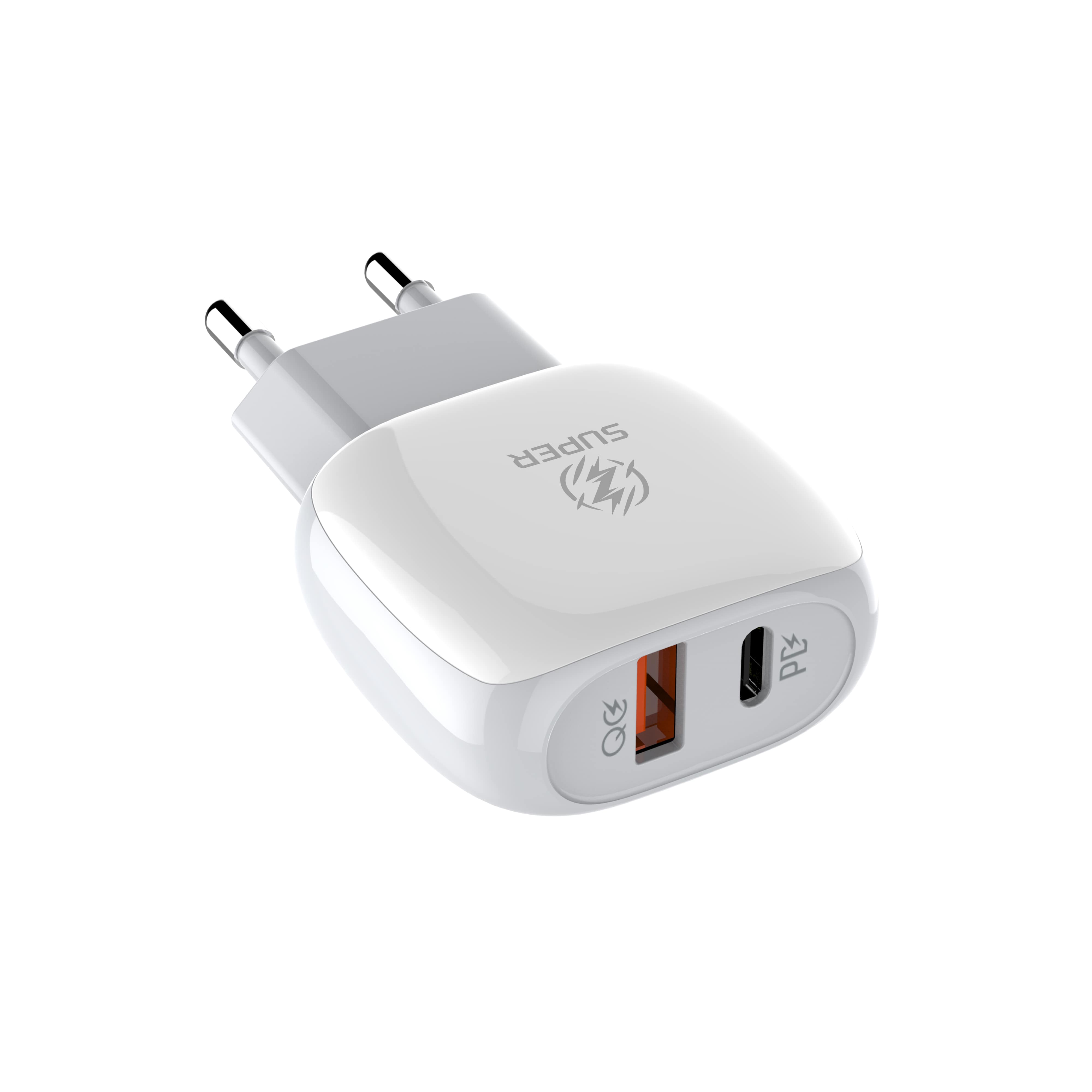 Bộ sạc nhanh SUPER A2313C 2 cổng PD+QC3.0 20W kèm cáp Type C-Type C 1m