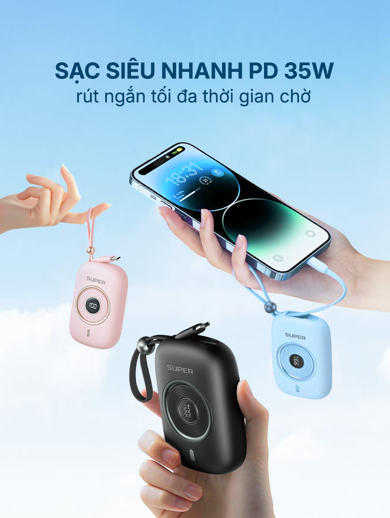 Pin sạc dự phòng  SUPER Fast PB02S – 10.000mAh 35W (Đen)