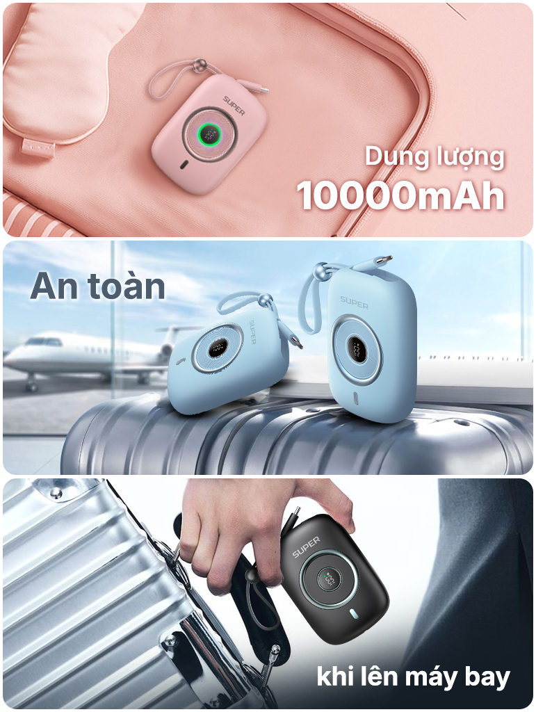 Pin sạc dự phòng SUPER Fast PB02S – 10.000mAh 35W (Xanh)