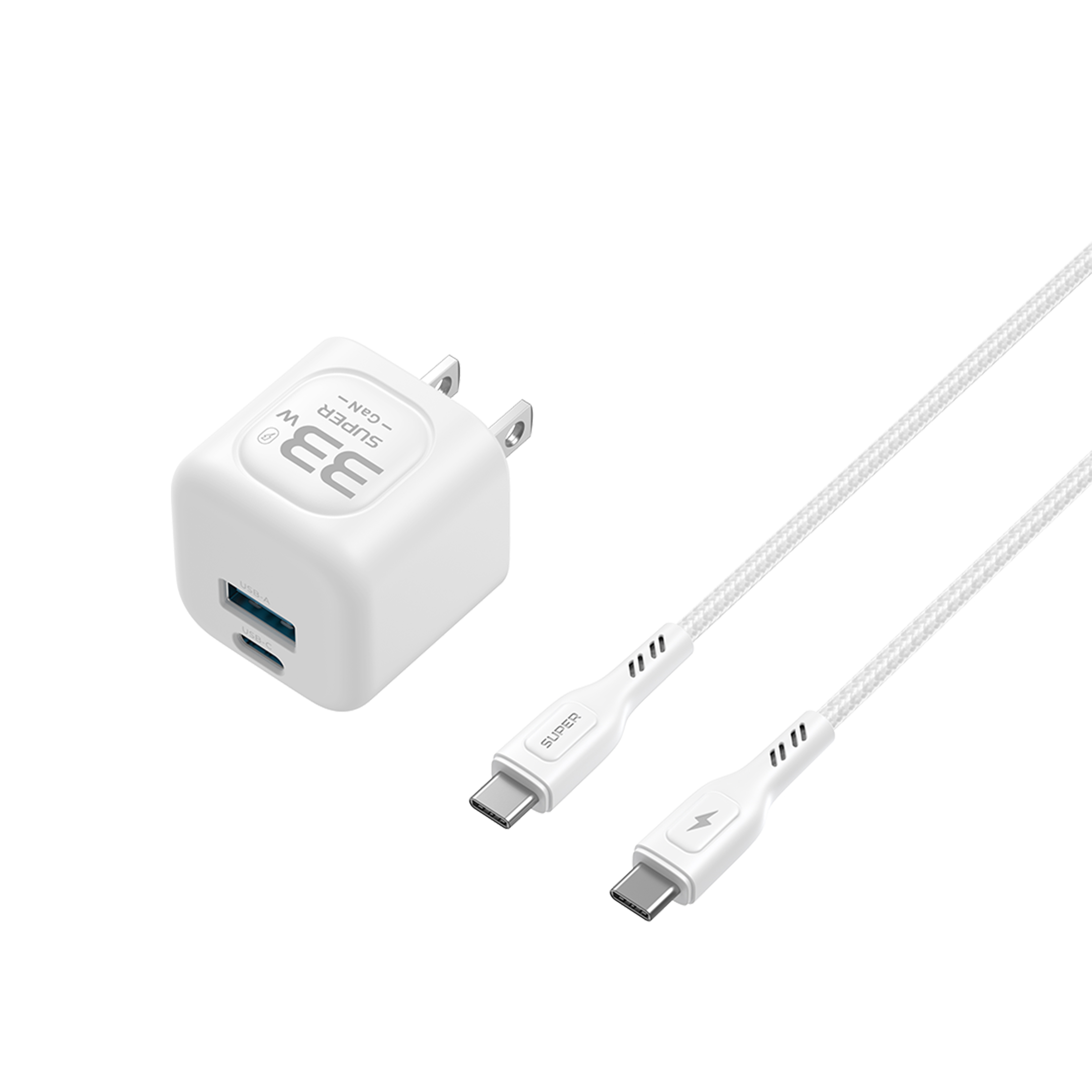 Bộ sạc nhanh SUPER AB32S GaN 1C1A 33W kèm cáp Type C-Type C 1m