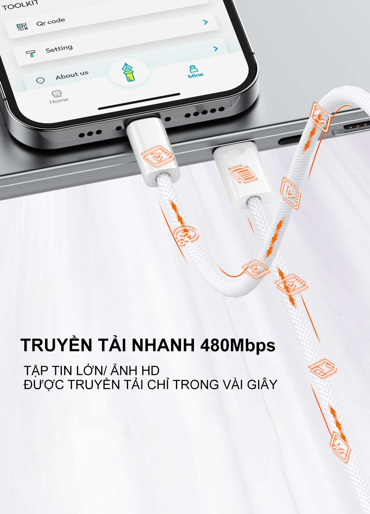 Cáp sạc nhanh SUPER LC901i Lightning (C-Lightning) PD 30W 1m
