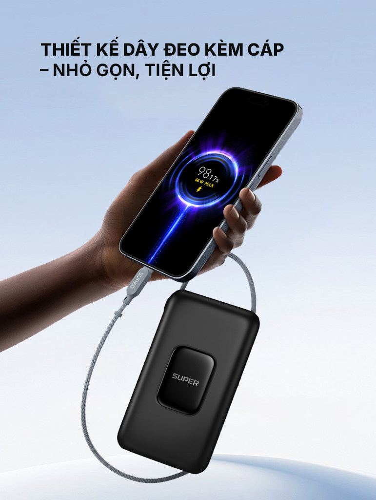 Pin sạc dự phòng SUPER Pro PB01S - 10.000mAh 22.5W (Đen)