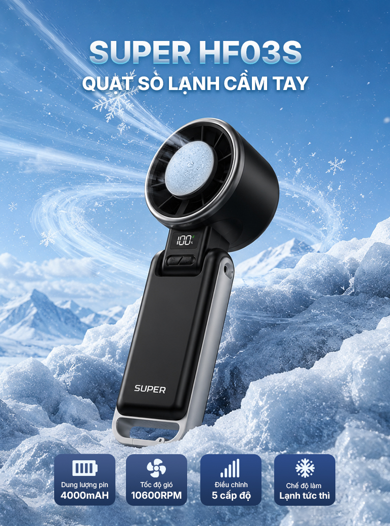 Quạt cầm tay mini làm lạnh thông minh SUPER HF03S