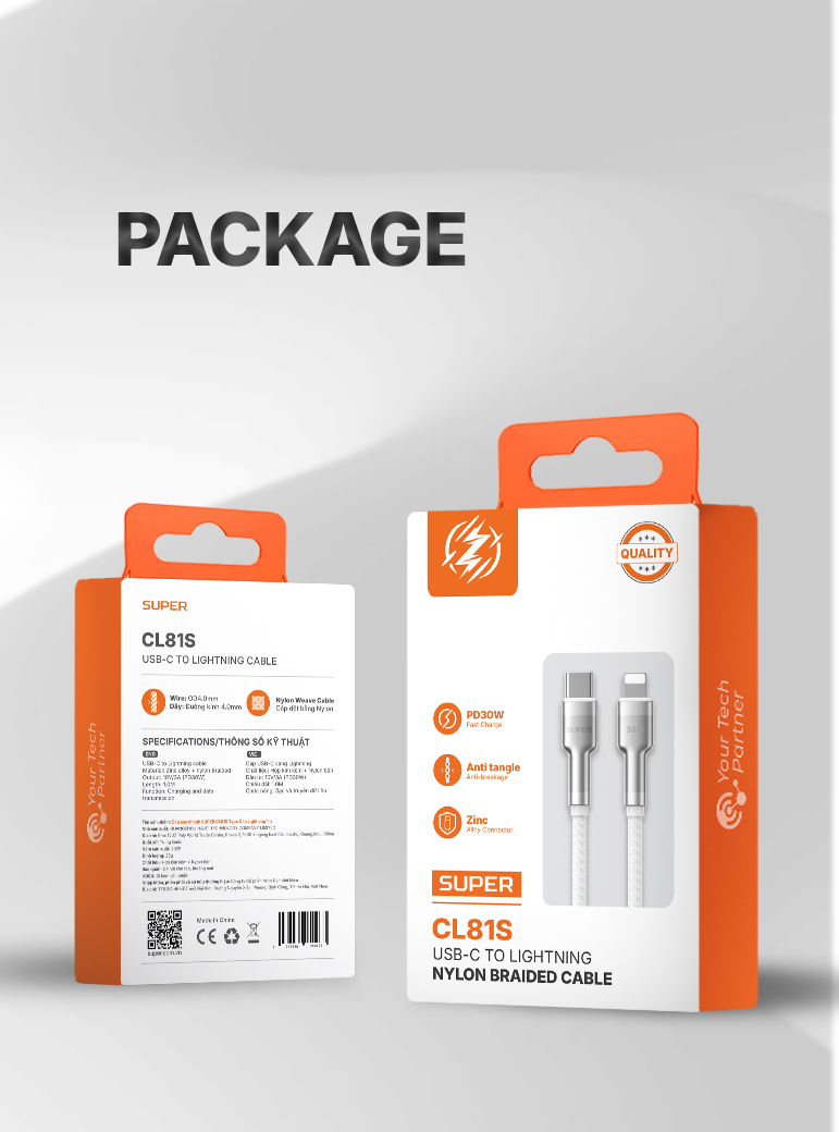 Cáp sạc nhanh SUPER CL81S Type C to Lightning 1m