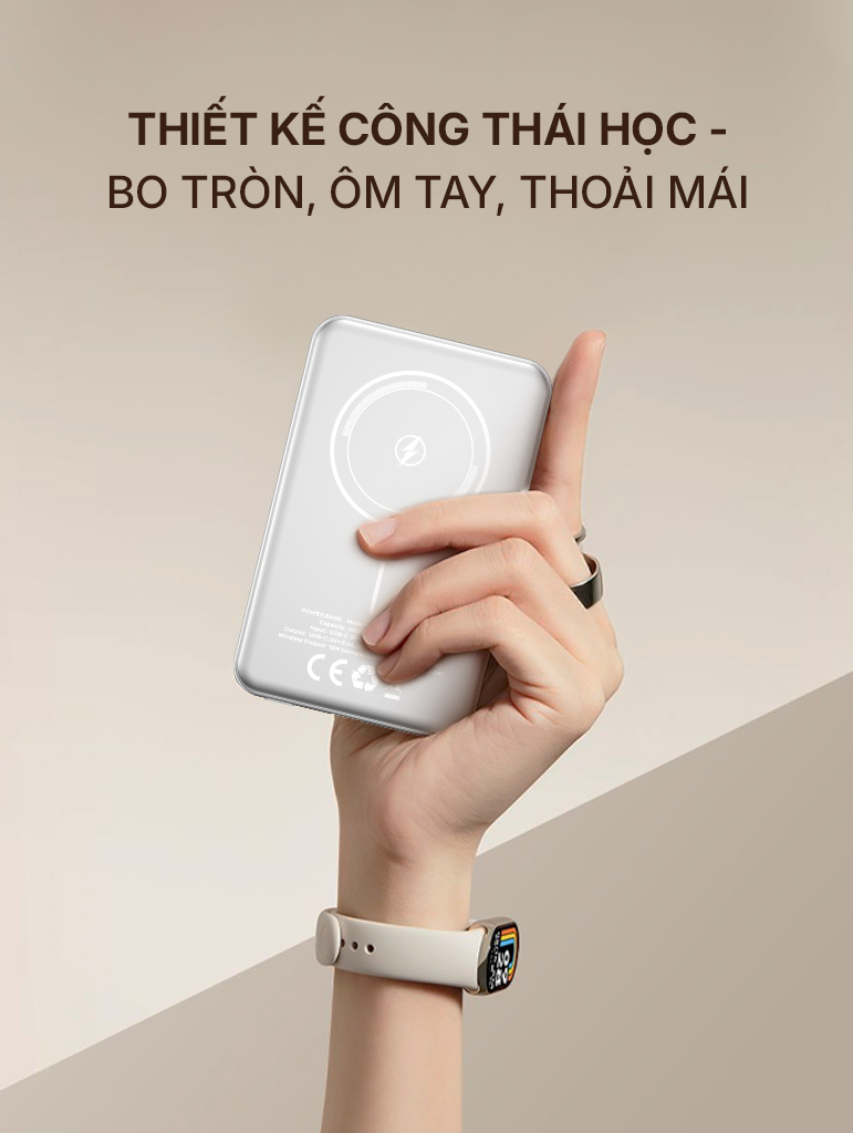 Pin sạc dự phòng SUPER Wireless PB03S – 5000mAh (Titan sa mạc)