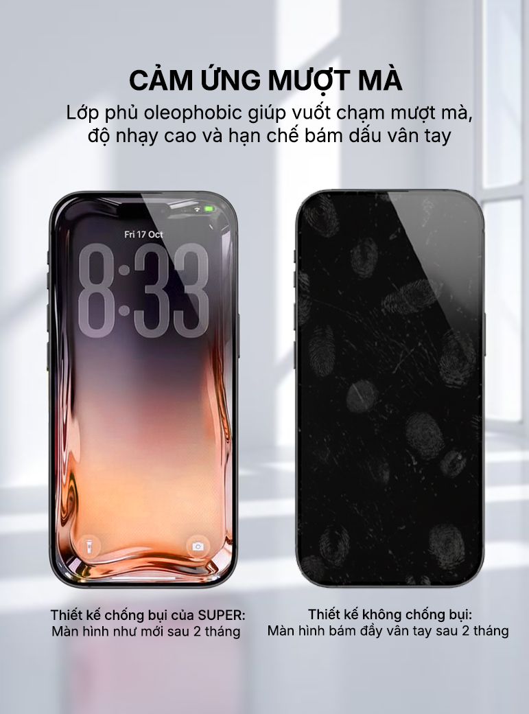 Kính cường lực SUPER chống bụi cao cấp iPhone 17 Pro Max