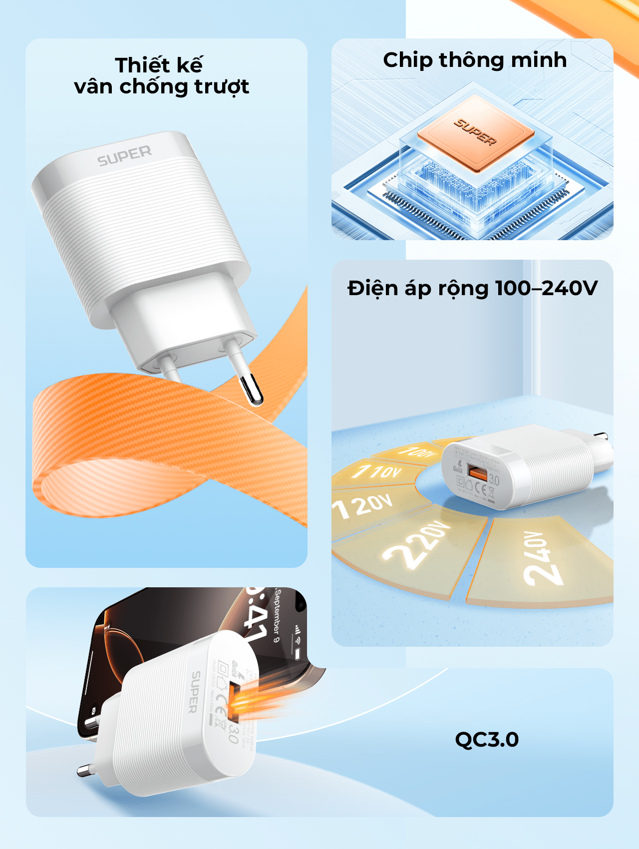 Củ sạc nhanh SUPER A303Q QC3.0 18W