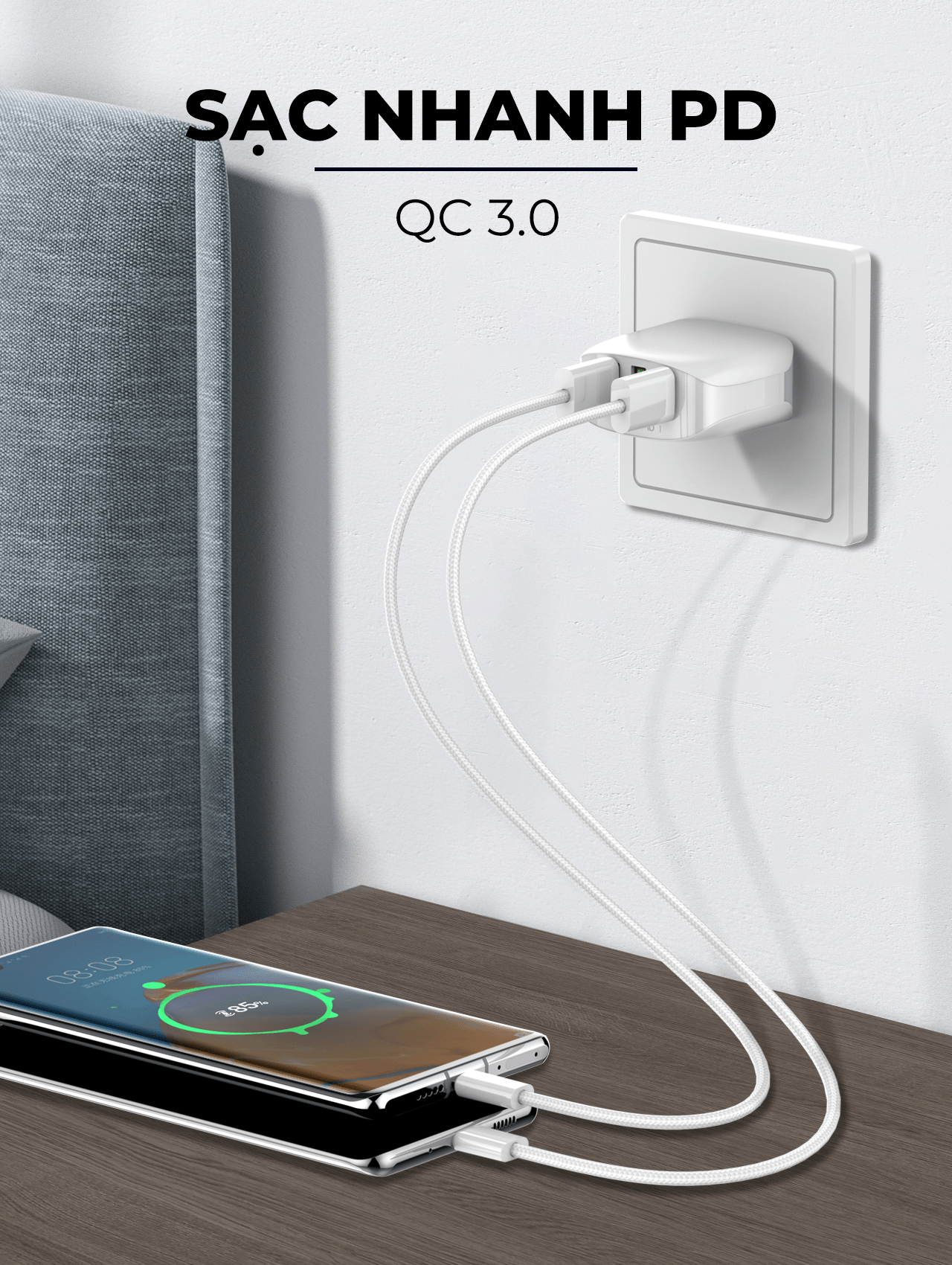 Cáp sạc nhanh SUPER LS901 Type-C (A-C) 25W 1m
