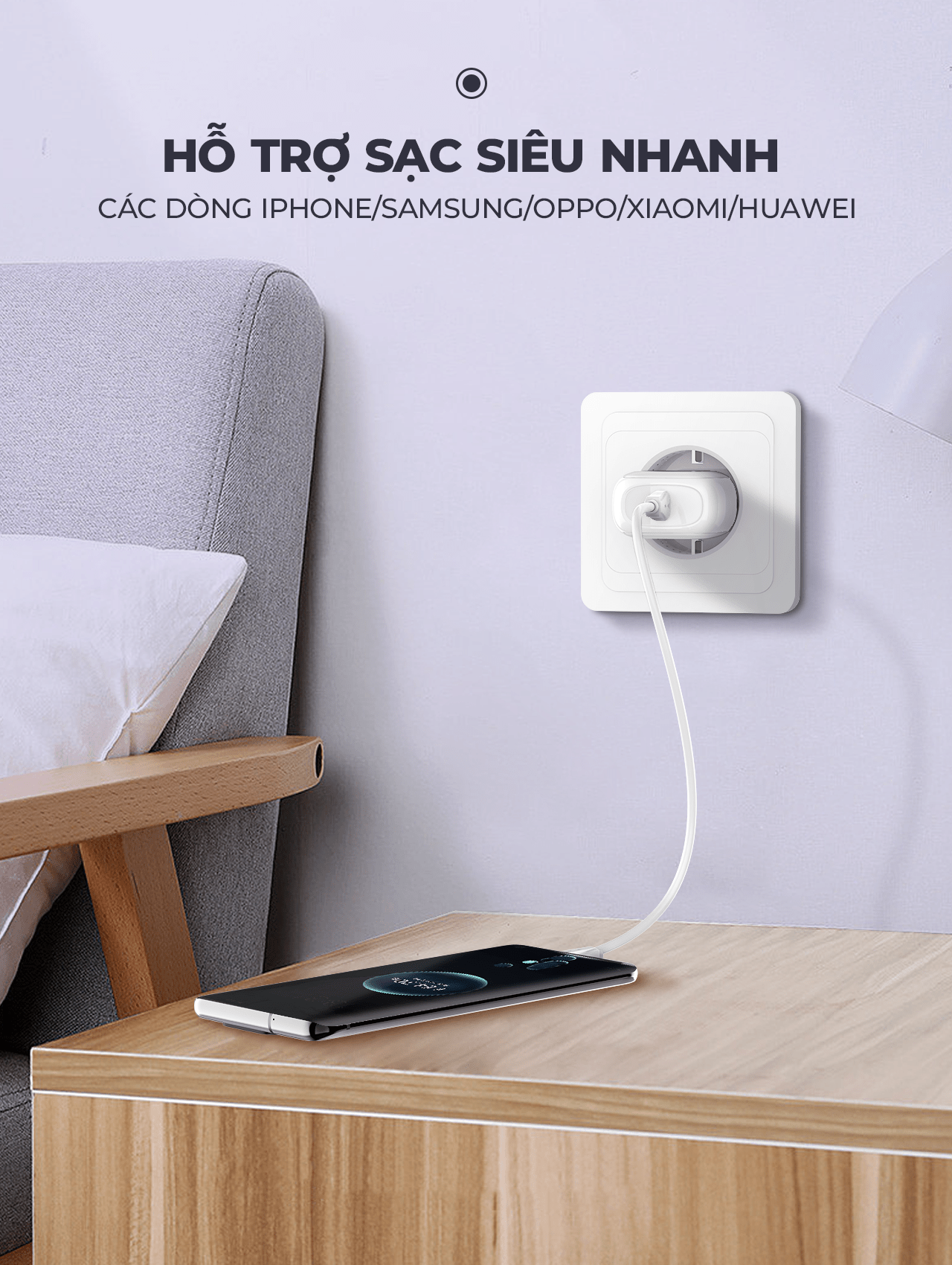 Bộ sạc nhanh SUPER A1206C PD27W kèm cáp Type C-Type C 1m