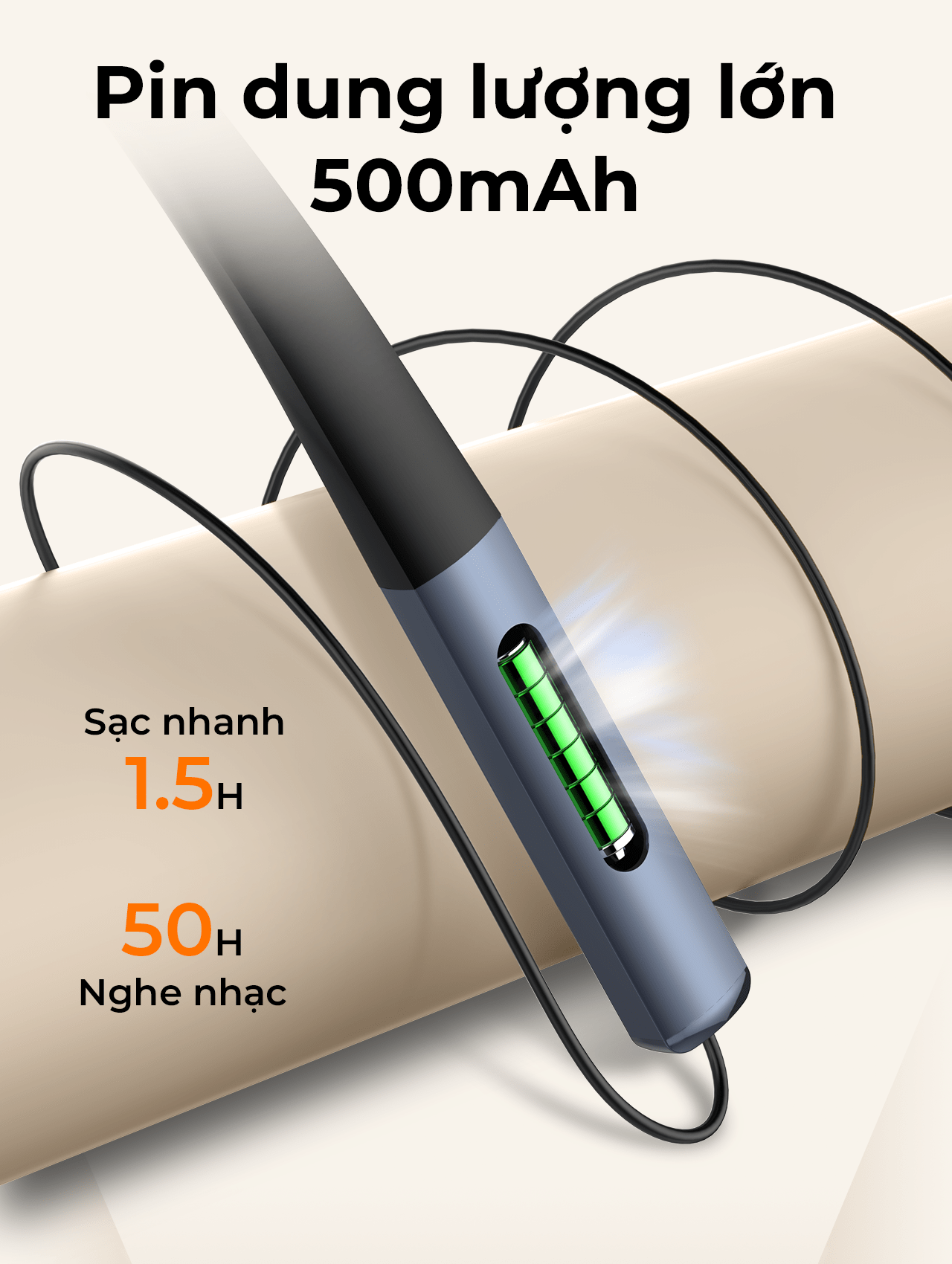 Tai nghe đeo cổ stereo không dây SUPER N01 Wireless, màu Xanh Đen