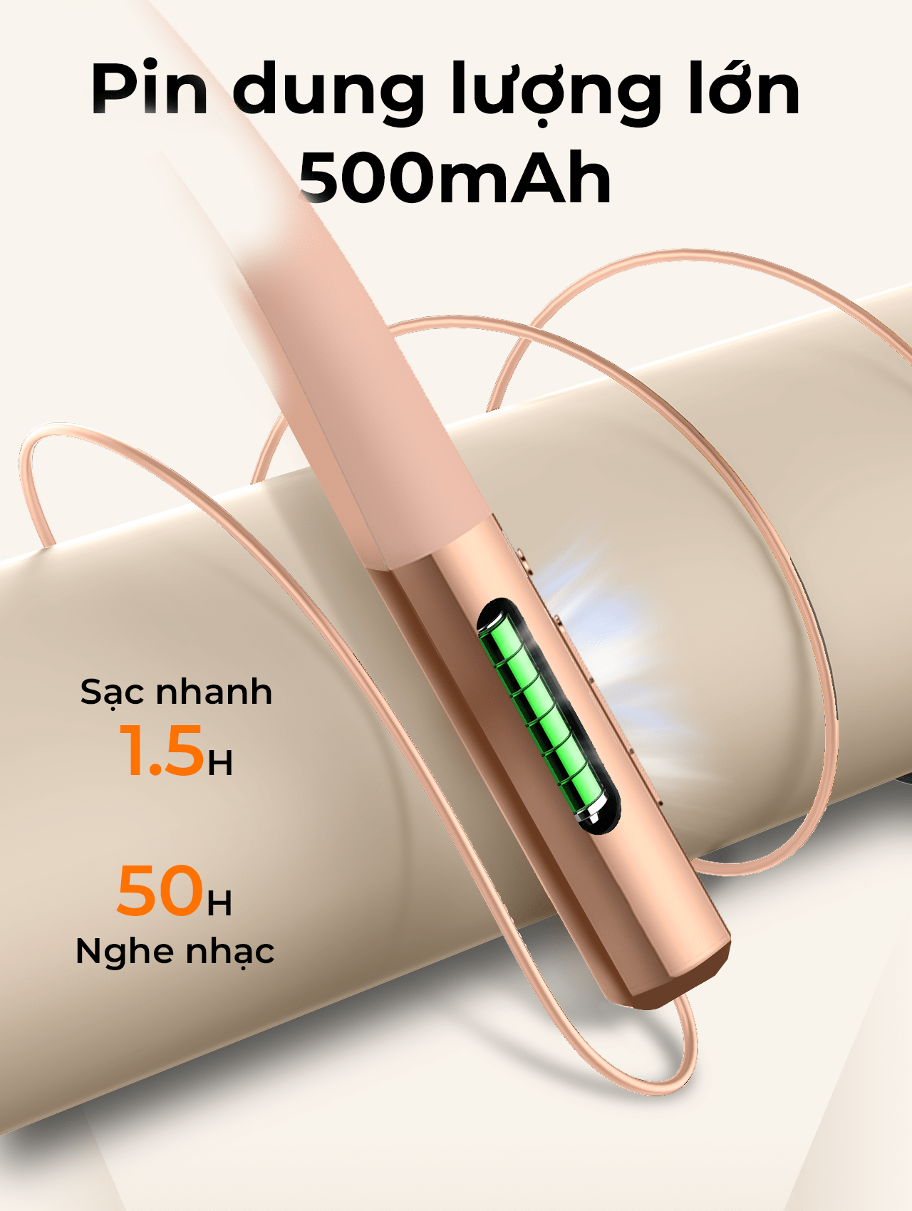 Tai nghe đeo cổ stereo không dây SUPER N01 Wireless, màu Vàng Kim